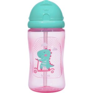 Garrafa Plastica Dino Patinete Rosa 400ML. Retr - Imagem 1