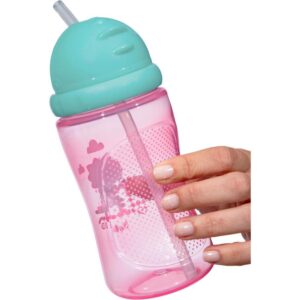 Garrafa Plastica Dino Patinete Rosa 400ML. Retr - Imagem 2