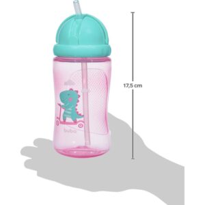 Garrafa Plastica Dino Patinete Rosa 400ML. Retr - Imagem 4