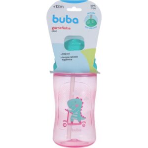 Garrafa Plastica Dino Patinete Rosa 400ML. Retr - Imagem 5
