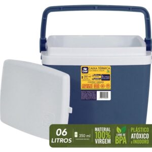 Caixa Termica 6L C/Alca e Suporte Azul - Imagem 1