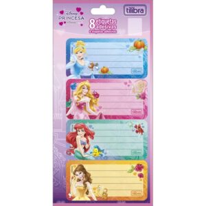 Etiqueta Escolar Decorada Princesas C/8ETIQ. 100X208MM - Imagem 1