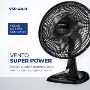 Ventilador Mesa Super Power 127V 40CM Pto - Imagem 2