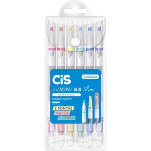 Caneta Marca Texto Cis Lumini Ex Slim 6 Cores - Imagem 1