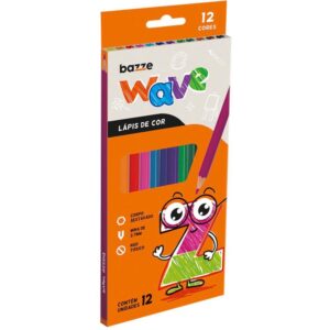 Lapis de Cor Sextavado Bazze Wave 12 Cores - Imagem 1