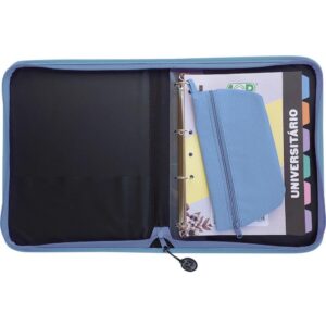 Fichario com Ziper Sweet Azul C/Estojo+div 96FLS - Imagem 2