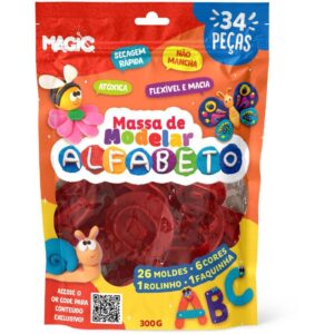 Massa para Modelar Criativa Alfabeto 300G 34PCS C/Moldes - Imagem 1