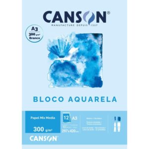 Bloco para Educacao Artistica Aquarela Branco A3 300G 12FLS - Imagem 1