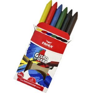 Giz de Cera Jumbo 06 Cores 60G - Imagem 1