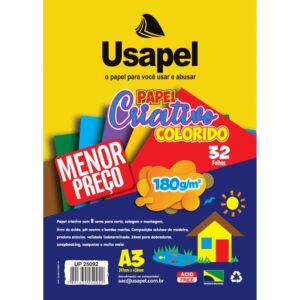 Bloco para Educacao Artistica Usapel 8CORES A3 180G. 32FL. - Imagem 1