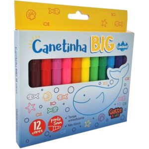 Caneta Hidrografica Jumbo Big 12 Cores Lavavel - Imagem 1