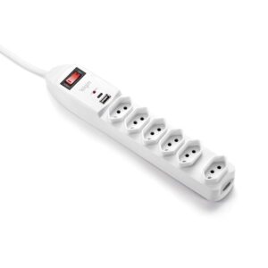 Filtro de Linha 6 Tomadas +USB Tipo a/C 10AMP - Imagem 1