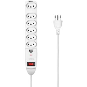 Filtro de Linha 6 Tomadas +USB Tipo a/C 10AMP - Imagem 2