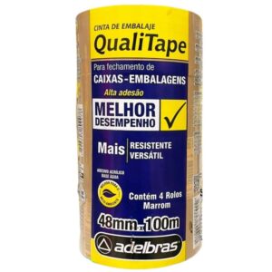 Fita para Empacotamento Qualitape 48MMX100M. Marrom - Imagem 1