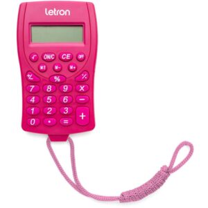 Calculadora de Bolso 8 Dig. Rosa C/Cordao e Bateria - Imagem 1