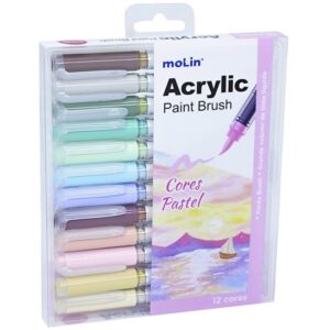 Marcador Artistico Acrylic Brush 12 Cores Pastel - Imagem 1