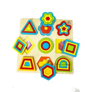 Brinquedo Pedagogico Madeira Encaixe Divertido Formas/Cores - Imagem 1