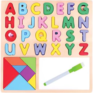 Brinquedo Pedagogico Madeira Encaixe e Quadro Branco 30X30 - Imagem 1