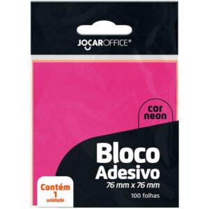Bloco de Recado Autoadesivo Jocar Rosa Neon 76X76 100FLS. - Imagem 1