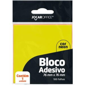 Bloco de Recado Autoadesivo Jocar Amar. Neon 76X76 100FLS. - Imagem 1