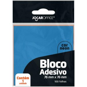 Bloco de Recado Autoadesivo Jocar Azul Neon 76X76 100FLS. - Imagem 1