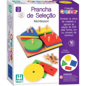Brinquedo Pedagogico Madeira Prancha de Selecao 16PCS - Imagem 1