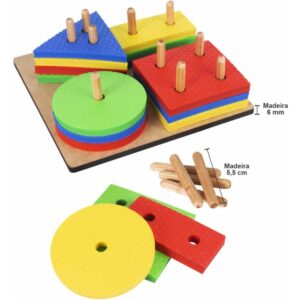 Brinquedo Pedagogico Madeira Prancha de Selecao 16PCS - Imagem 4
