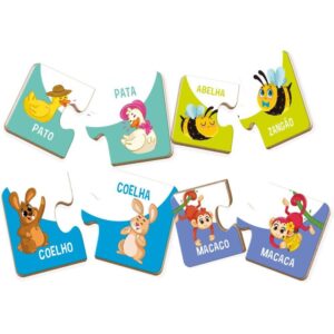 Quebra-Cabeca Madeira Cade Meu Par? Bichos 18PCS - Imagem 2