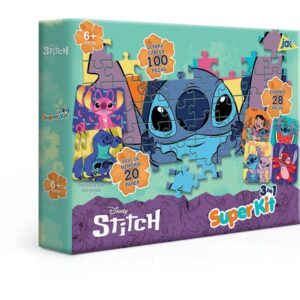 Quebra-Cabeca Cartonado Stitch 3EM1 Domino/Jg Memoria - Imagem 1