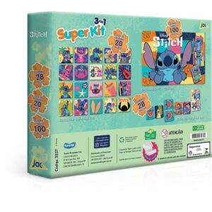 Quebra-Cabeca Cartonado Stitch 3EM1 Domino/Jg Memoria - Imagem 4