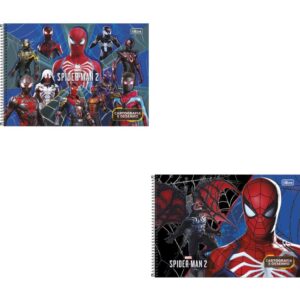 Caderno Desenho Univ Capa Dura Spider Man Game 80FLS. Espiral - Imagem 1