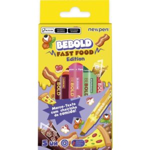 Caneta Marca Texto Bebold Fast Food C/5 Cheirinho - Imagem 1