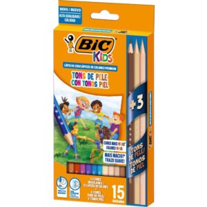 Lapis de Cor Sextavado Bic Kids 12 COR+3 Tons de Pele - Imagem 1