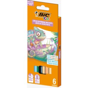 Lapis de Cor Sextavado Bic Kids Pastel 6 Cores - Imagem 1