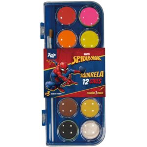 Aquarela Escolar Spider-Man 12 Cores C/Pincel - Imagem 1