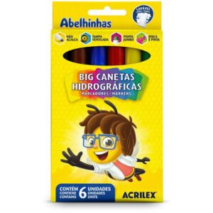 Caneta Hidrografica Jumbo Big 6 Cores - Imagem 1