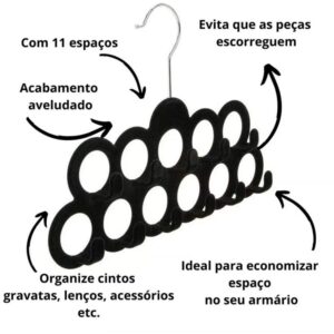 Cabide Veludo Preto P/ Lenços/Cintos - Imagem 4