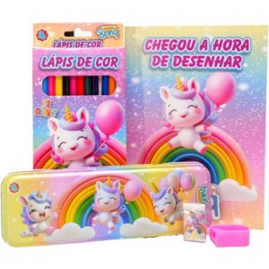 Kit Escolar Doces/Unicornio Colorir C/Est. - Imagem 1
