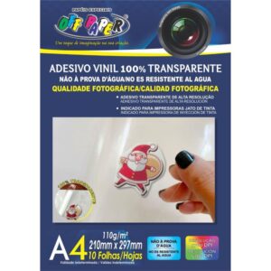 Papel Fotografico Inkjet A4 Vinil Adesivo Transp. 110G - Imagem 1