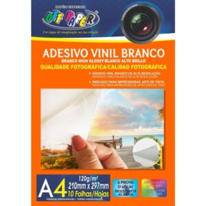 Papel Fotografico Inkjet A4 Vinil Adesivo Branco 120G. - Imagem 1