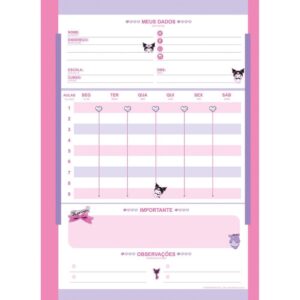 Caderno 01X1 Capa Dura Kuromi 80 Fls. I.a - Imagem 5