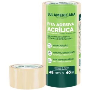 Fita para Empacotamento Sulamericana 48MMX40M Transp. - Imagem 1