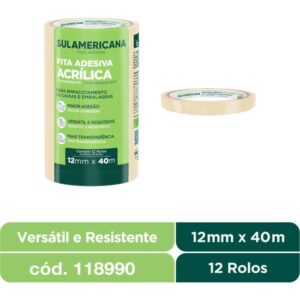 Fita Adesiva Polipropileno 12MMX40M Transp. - Imagem 2