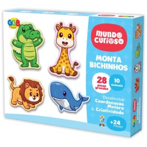 Brinquedo Pedagogico Monta Bichinhos 28 Pcs - Imagem 1