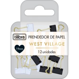 Prendedor de Papel West Village 19MM Pt/Br C/12UN - Imagem 1