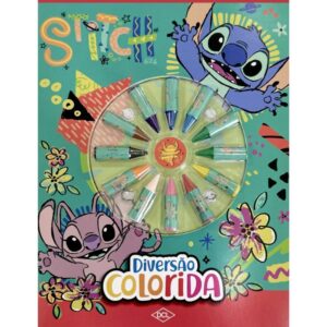 Livro Infantil Colorir Stitch Diversao Colorida C/Giz - Imagem 1