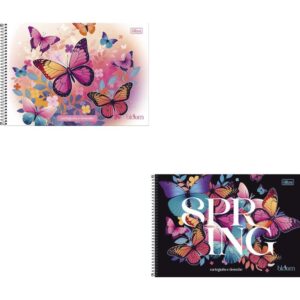 Caderno Desenho Univ Capa Dura Bloom 80FLS. Espiral - Imagem 1