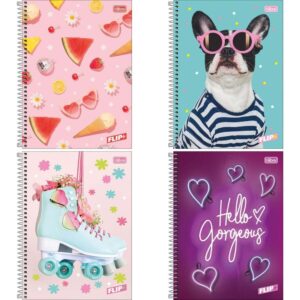Caderno 10X1 Capa Dura Flip+ 200FLS. Feminino - Imagem 1