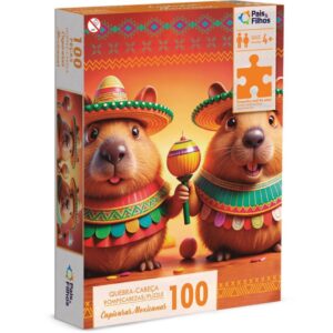 Quebra-Cabeca Cartonado Capivaras Mexicanas 100 Pecas - Imagem 1