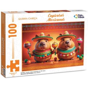 Quebra-Cabeca Cartonado Capivaras Mexicanas 100 Pecas - Imagem 2